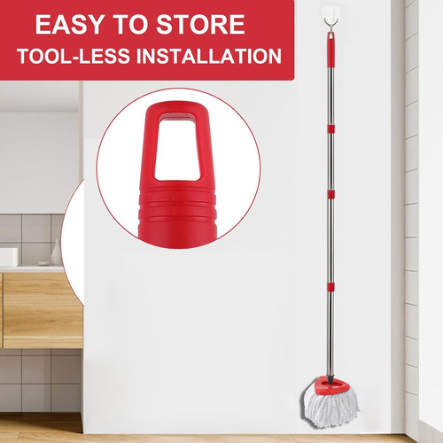 Red spin mop handle - mop,
