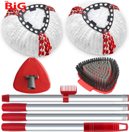 Spin mop head scrubber - mop, handle